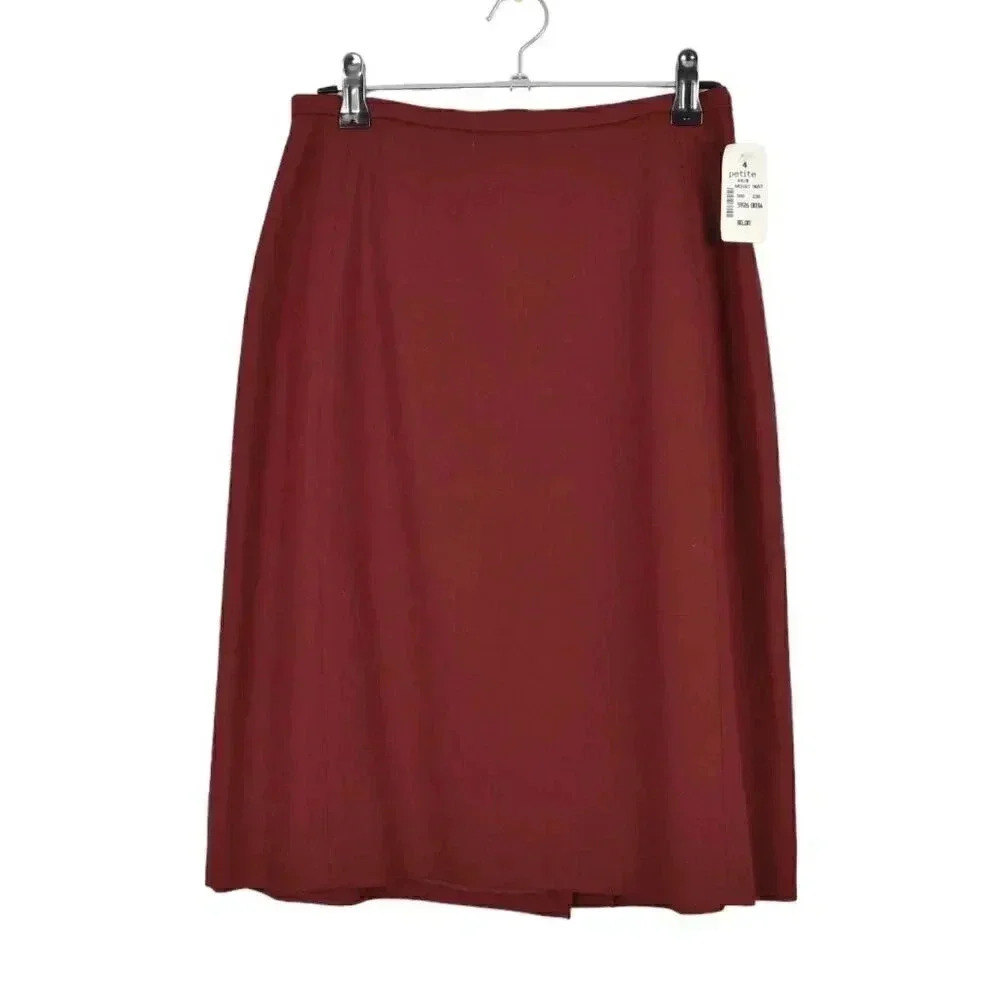 NWT Vintage Braemar Wool Pencil Shirt  Burgundy Size 4 Petite